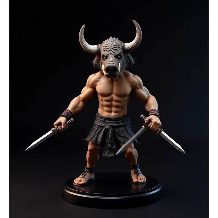 Inosuke Hashibira hand-painted 3D printed anime collectible figurine